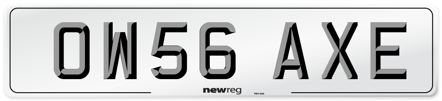 OW56 AXE Number Plate from New Reg